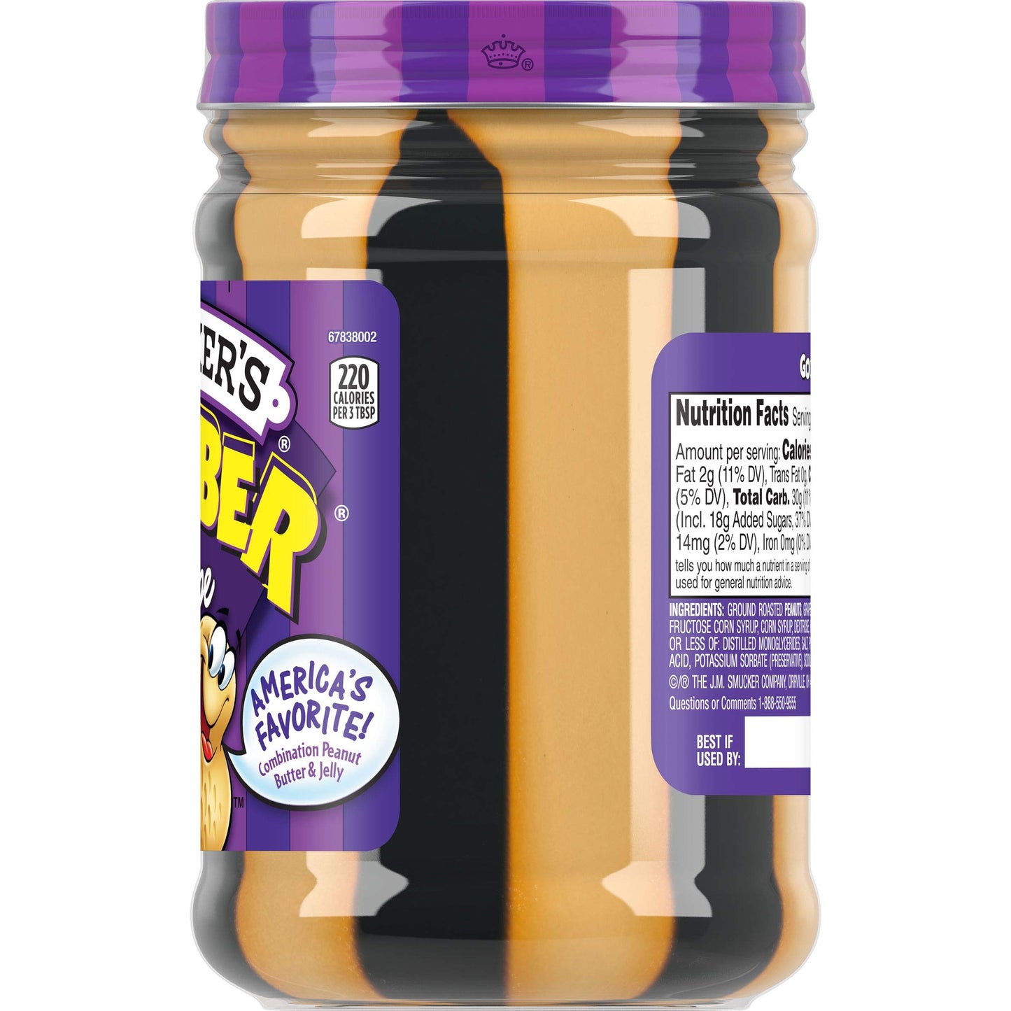 Smucker's Goober Peanut Butter and Grape Jelly Stripes, 18 Ounces (Pack of 2)