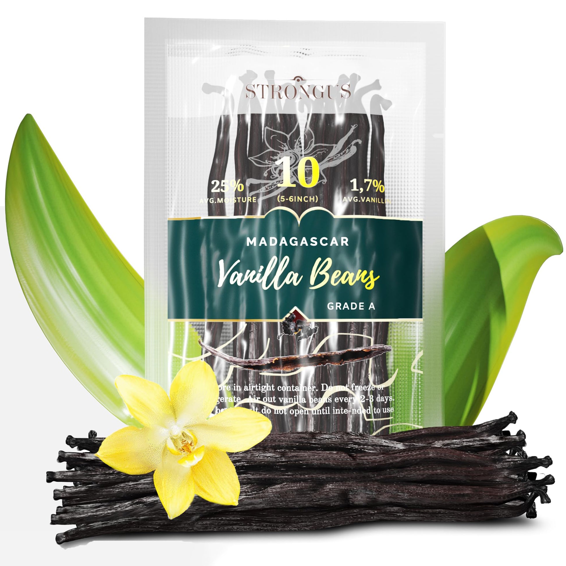 Madagascar Vanilla Beans - Vacuum Sealed Grade A Vanilla Pods - Rich  Creamy Flavor & Aroma -Great for for Baking  Homemade Extract  Paste  Brewing  Coffee  Cooking (10)
