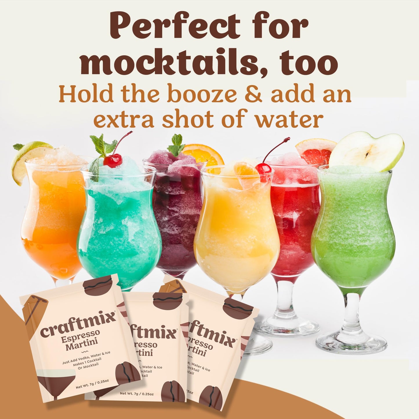 Craftmix Espresso Martini Cocktail & Mocktail Drink Mixer, Skinny Mixes - Water Flavoring Packets - Made With Real Coffee Beans - Vegan, Low-Carb, Low-Sugar, Non-Gmo, Dairy Free, Gluten Free, 24 Pack