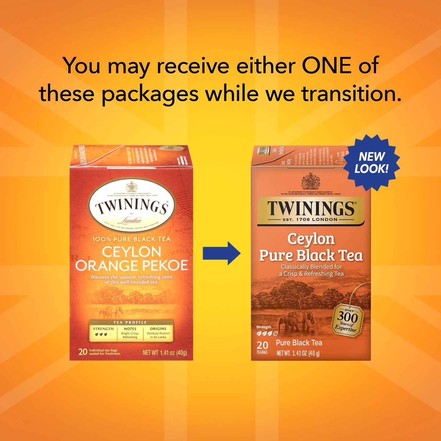Twinings Ceylon Orange Pekoe Tea Bags - Individually Wrapped Black Tea Bags With A Smooth, Refreshing, & Crisp Taste, 20 Count (Pack Of 2)