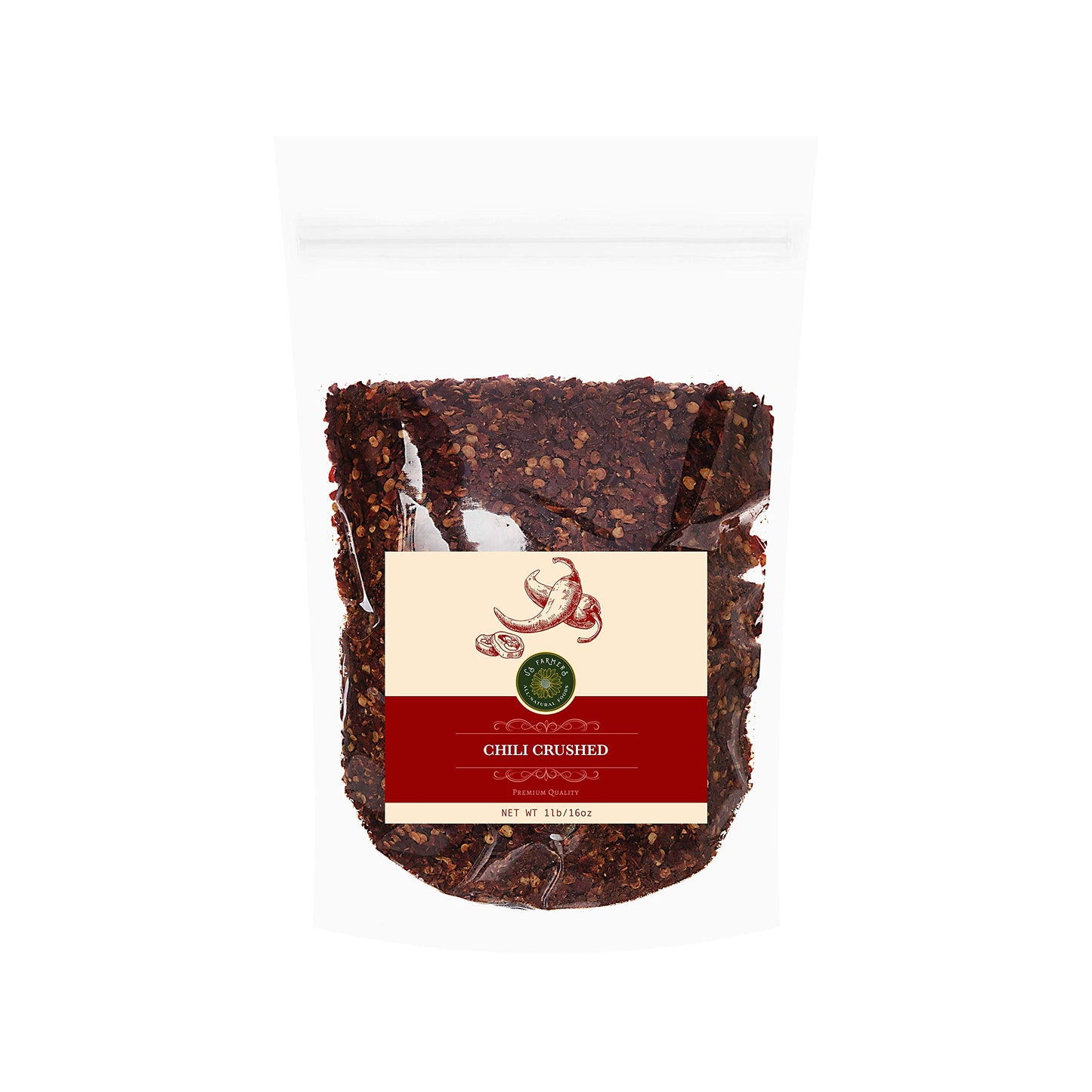 Us-Farmers Natural Premium Quality Chili Crushed Red Pepper (1Lb)