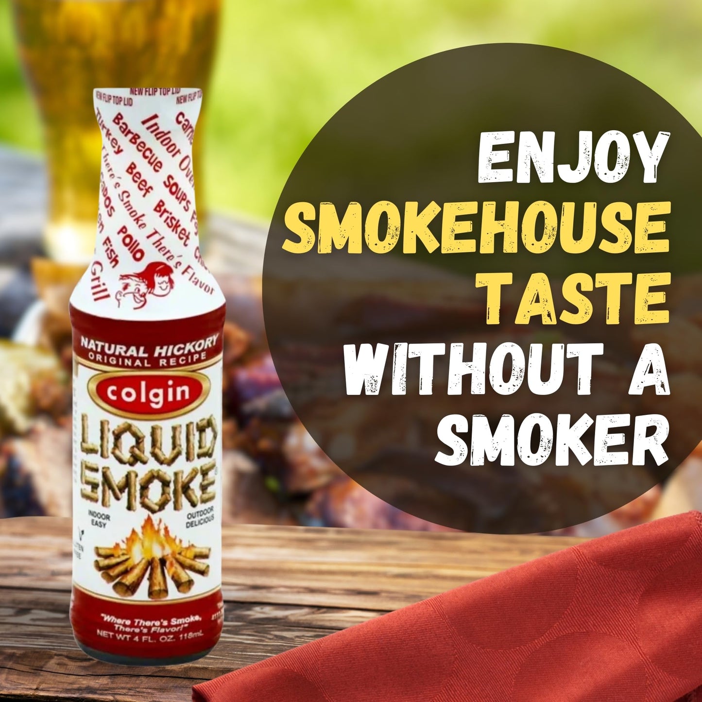 Colgin Liquid Smoke - Authentic Hickory Flavor for Cooking & BBQ - 4 oz - Perfect for Meats, Sauces, & Marinades - Model 23-GR2-KHFM000191