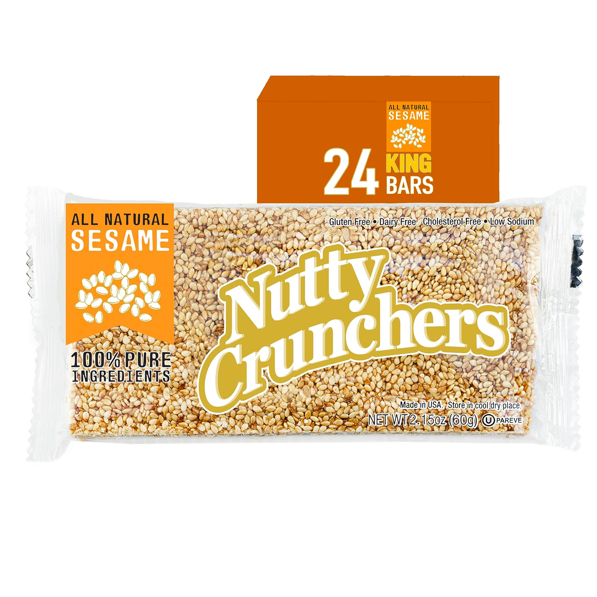 Nutty Crunchers All Natural Ingredients (Sesame, 24 Large Bars/box)