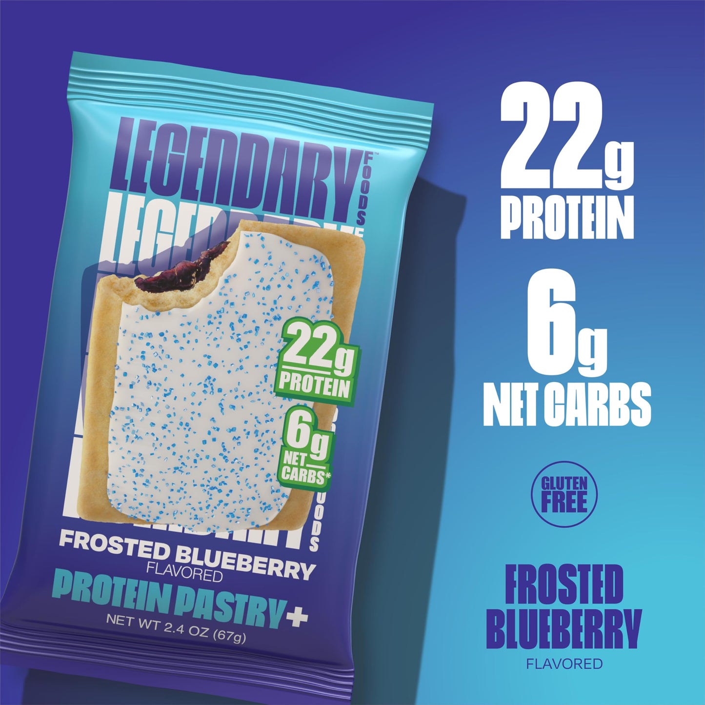 Legendary Foods 22g Protein Pastry 0g Added Sugar, Low Carb, Gluten Conscious, Keto Snack, Ideal for Glucose Management, Include