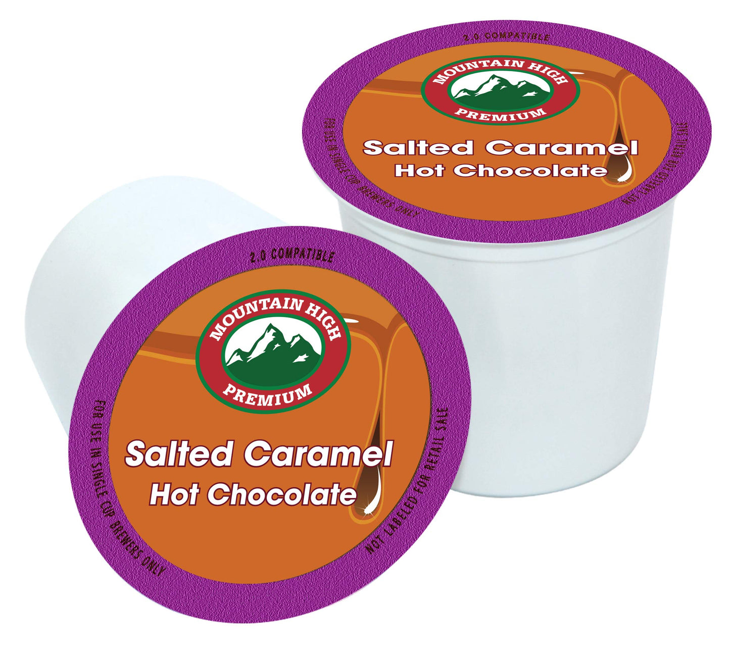 Mountain High All Natural Hot Chocolate - 2.0 Compatible Single Serve Cups (Salted Caramel, 72)