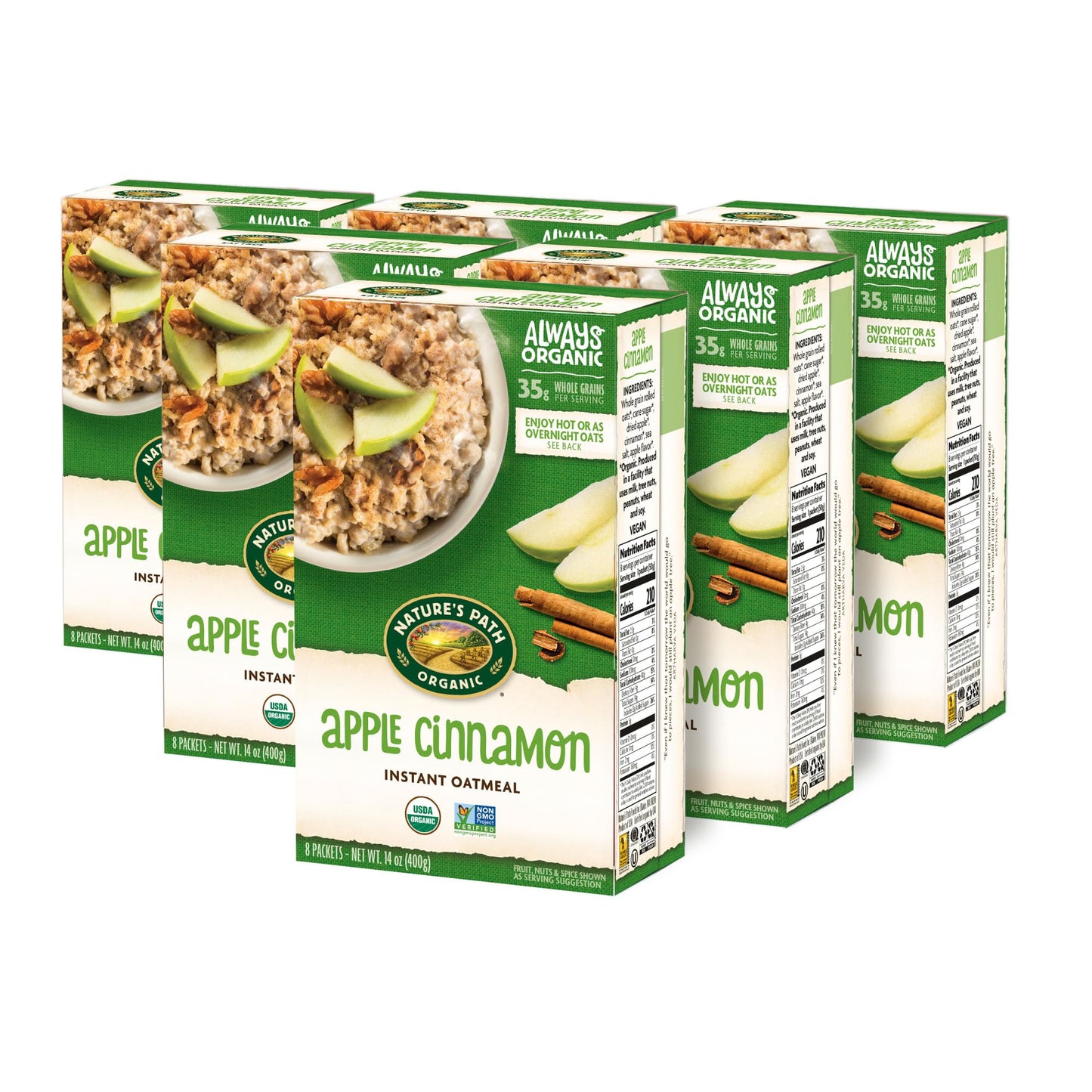 Nature'S Path Organic Apple Cinnamon Oatmeal, 14 Oz (Pack Of 6), Non-Gmo