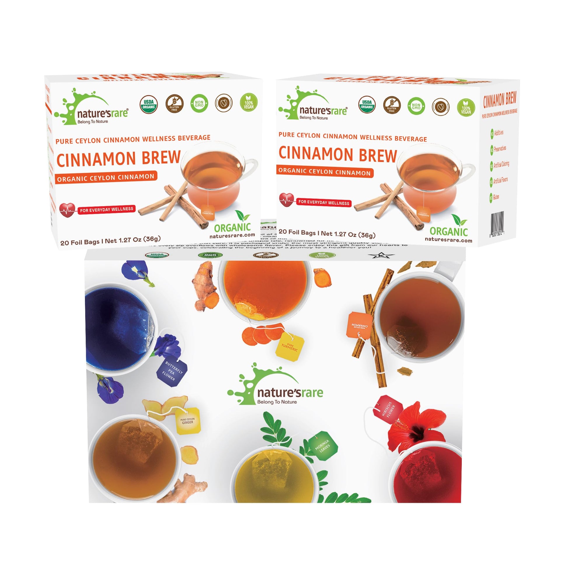 Natures Rare Organic Ceylon Cinnamon Tea Bags - 40 Count (Pack of 2)