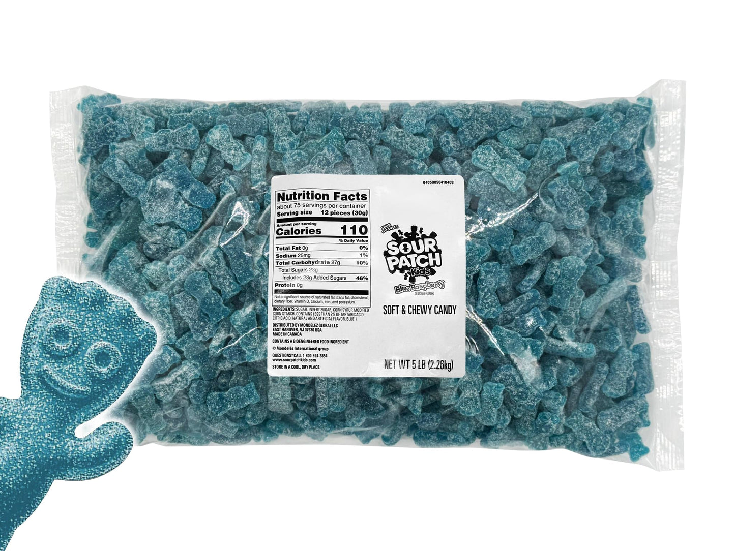 Blue Raspberry Sour Gummies - Bulk 5 LB Bag  Kid-Shaped Chewy Candy for Parties  Buffets  Halloween & Snacking