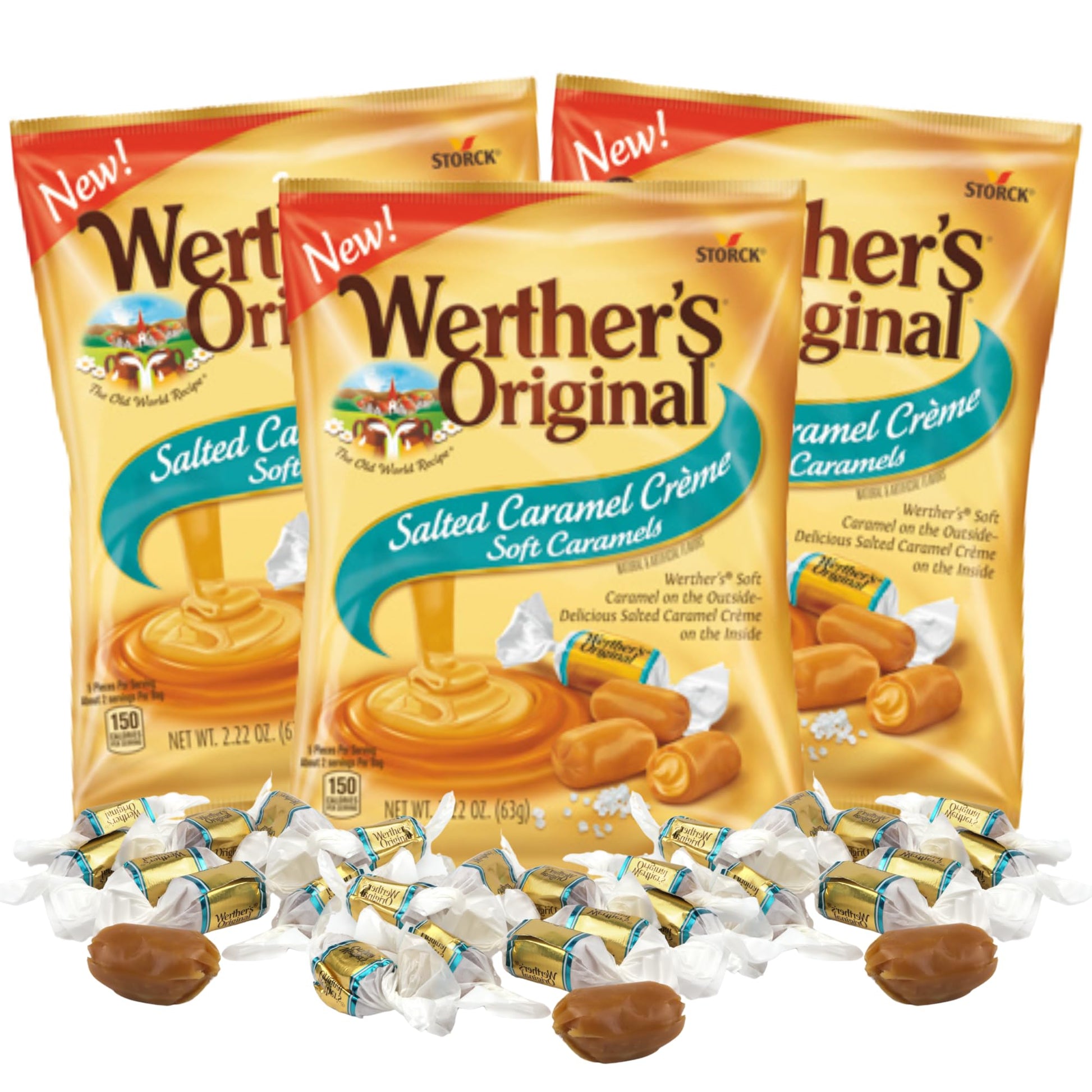 Werthers Original Soft Salted Caramels, Individually Wrapped, 2.22 Ounces (Pack of 3)