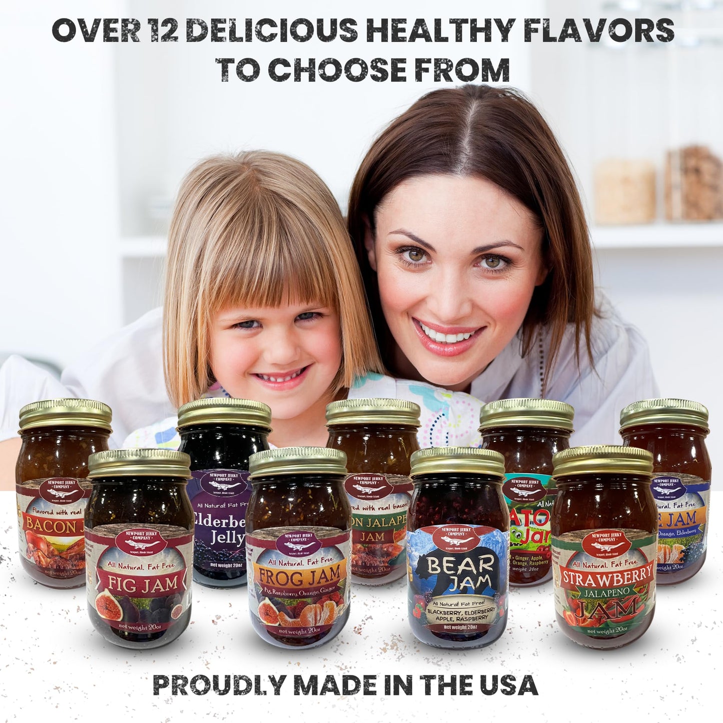 NEWPORT JERKY COMPANY Gourmet Strawberry Jalapeno Jam, Handcrafted, Fat Free, Gluten Free, 20oz