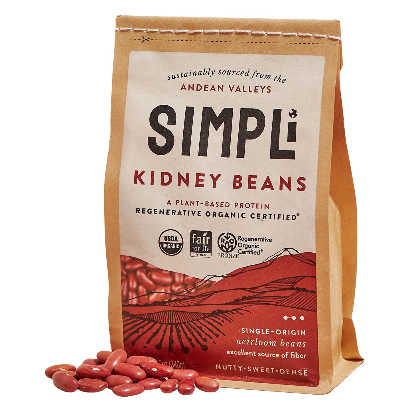 Simpli Regenerative Organic Certified Kidney Beans  Organic Red Kidney Beans High In Fiber And Plant-Based Protein  Rich In Iron And Antioxidants For Immune Support  12 Oz
