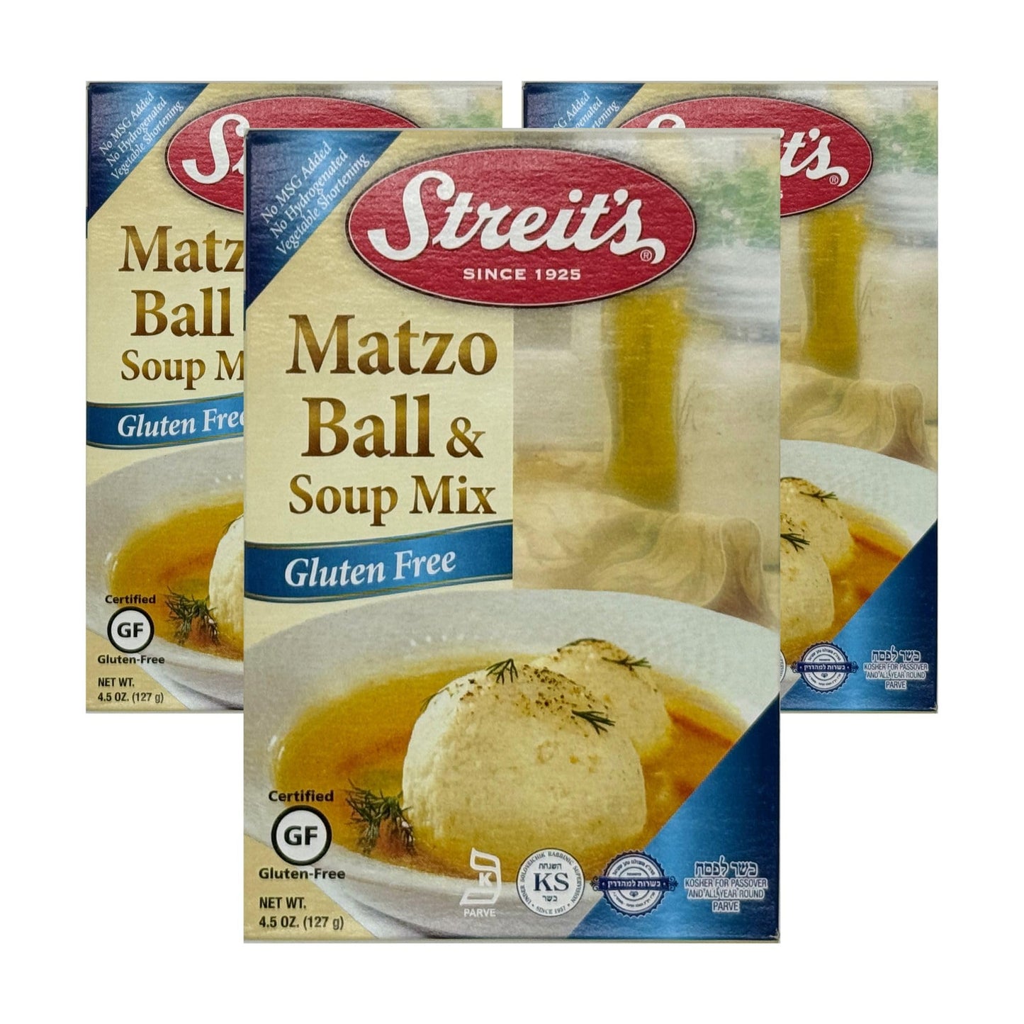 StreitS Gluten Free Matzo Ball & Soup Mix - Kosher Certified  Suitable For Passover  No Msg Added  Just Add Eggs & Oil  Vegan-Friendly  Family Owned (4.5Oz  Pack Of 3)