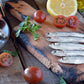 Season Anchovies In Olive Oil - Flat Anchovy Fillets, Wild Caught Fish, Canned Anchovies, Keto Snacks, Rich In B Vitamins, Low In Mercury, Kosher, Non-Gmo, 600Mg Of Omega-3-4.2 Oz Glass Jar, 12-Pack