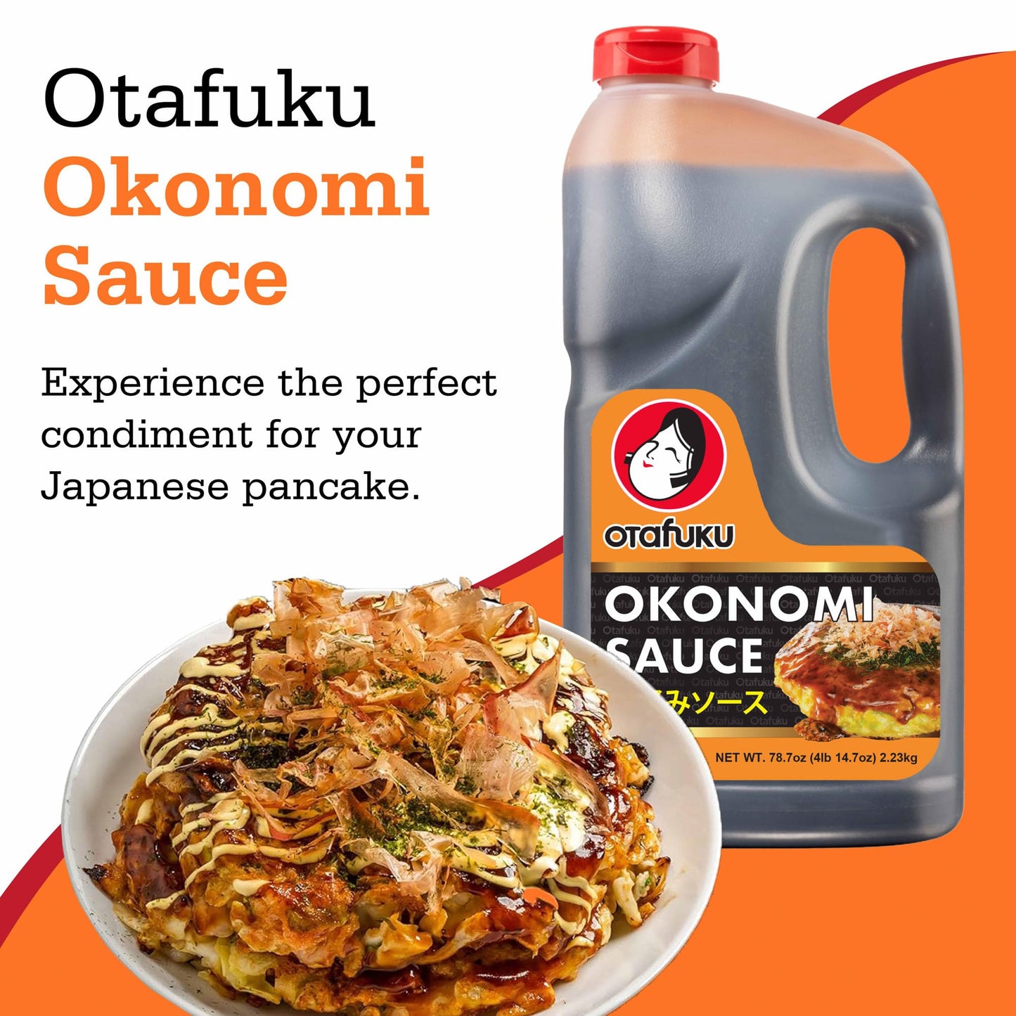 Otafuku Okonomiyaki Sauce for Japanese Okonomiyaki Pancakes, Restaurant Bulk Size, 78.7 OZ | 1/2 Gallon