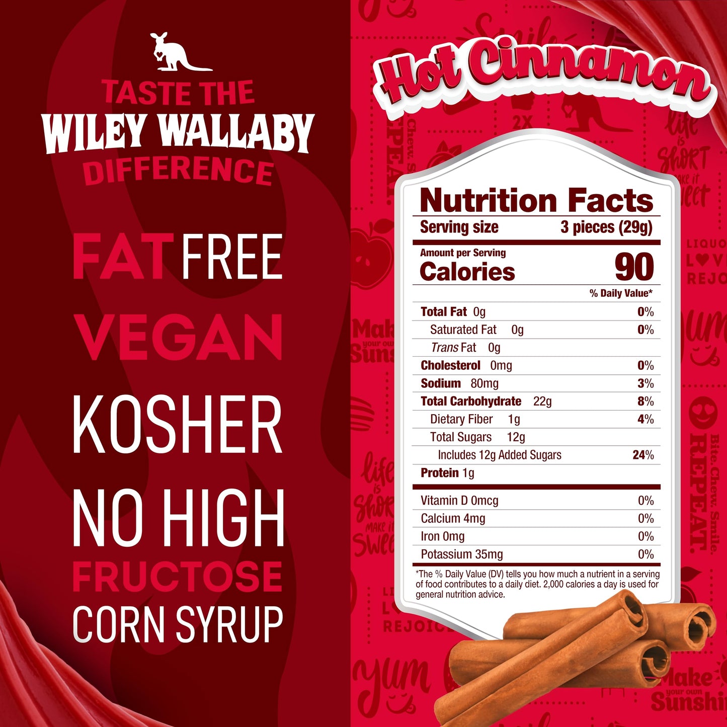 Wiley Wallaby Licorice 24 Ounce Classic Gourmet Soft & Chewy Australian Cinnamon Licorice Candy Twists, 1 Pack