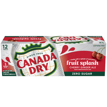 Canada Dry Cherry Ginger Ale, Zero Sugar, 12 Fl Oz Cans, Pack of 12