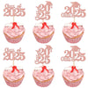 30 PCS 2025 Graduation Cap Cupcake Toppers Class of 2025 Cupcake Picks University Graduation Cake Decorations for 2025 Graduatio
