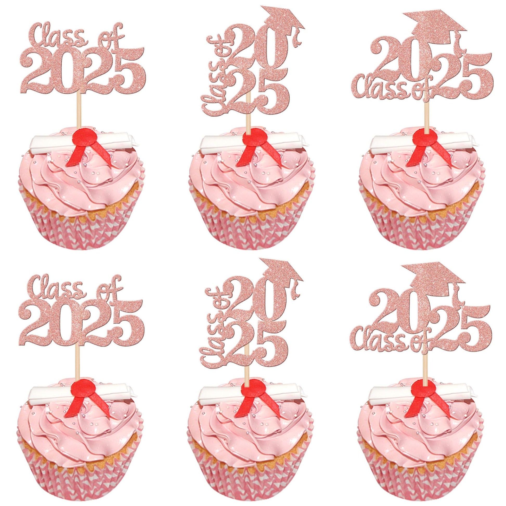 30 PCS 2025 Graduation Cap Cupcake Toppers Class of 2025 Cupcake Picks University Graduation Cake Decorations for 2025 Graduatio