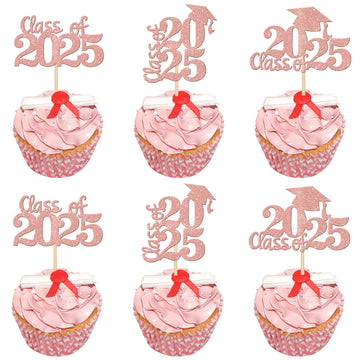 30 PCS 2025 Graduation Cap Cupcake Toppers Class of 2025 Cupcake Picks University Graduation Cake Decorations for 2025 Graduatio