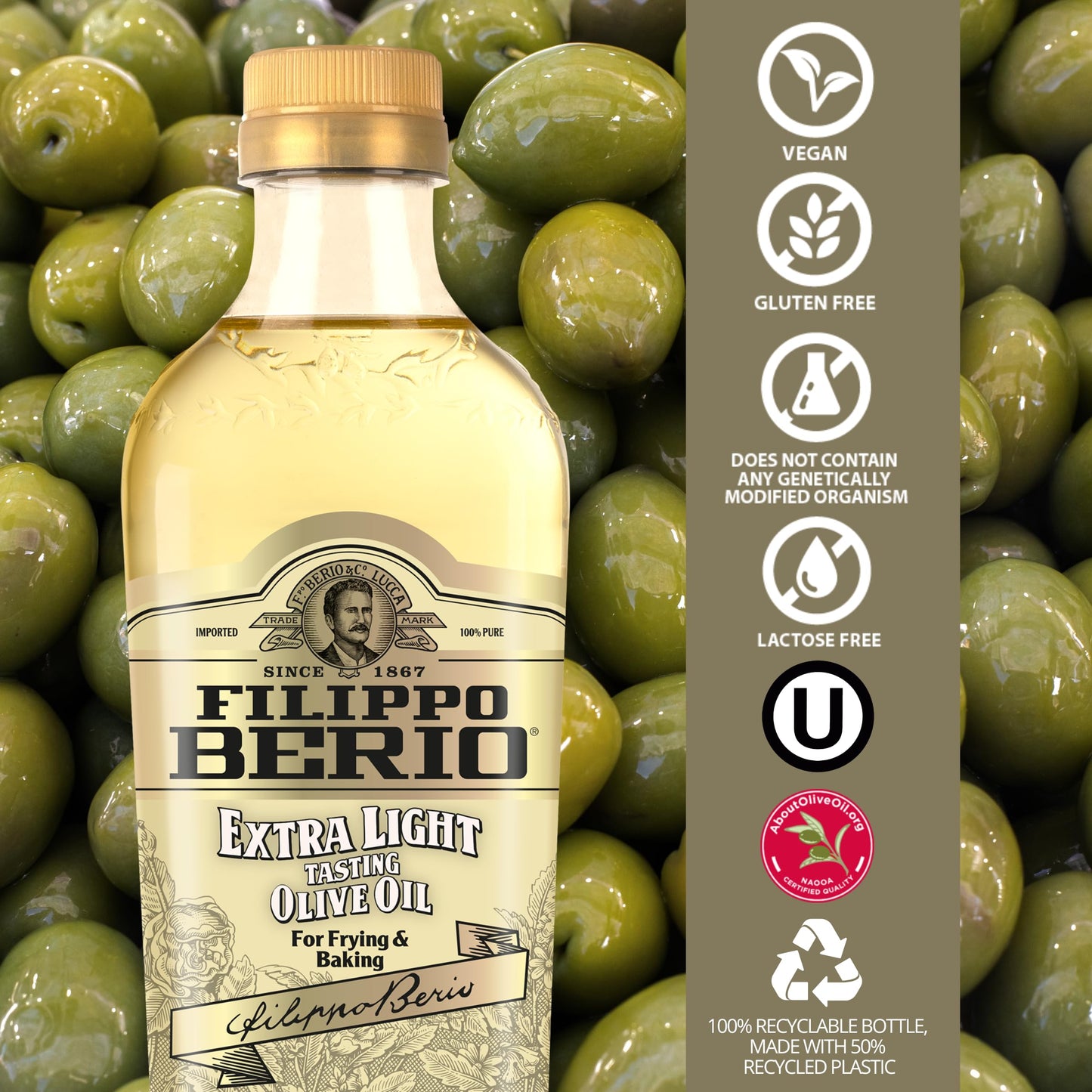 Filippo Berio Extra Light Olive Oil, 25.3 Ounce Rpet Bottle