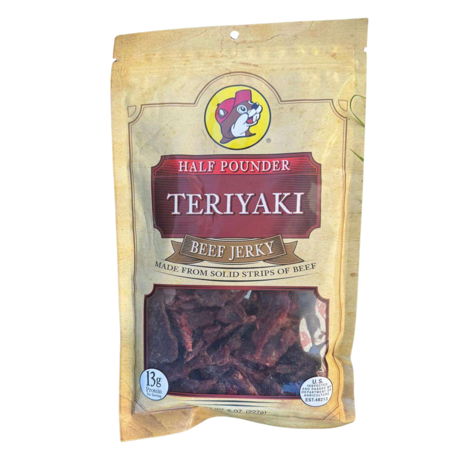 Buc-ees Teriyaki Beef Jerky - Premium Handcrafted Snack - 8 oz Bag