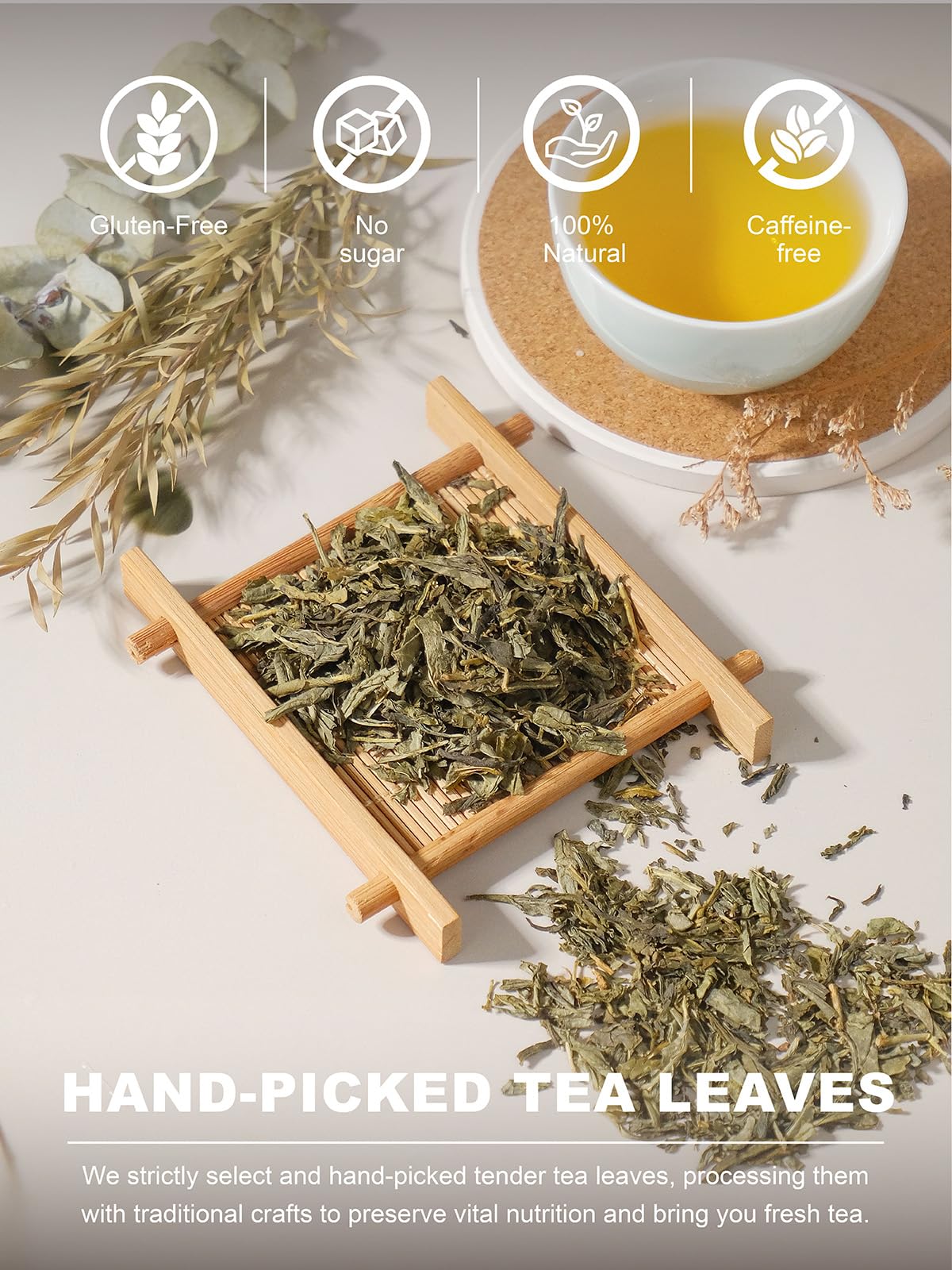 TeeLux Decaf Green Tea  CO2 Decaffeinated Green Tea Loose leaf  Delicate & Smooth Flavor  7oz