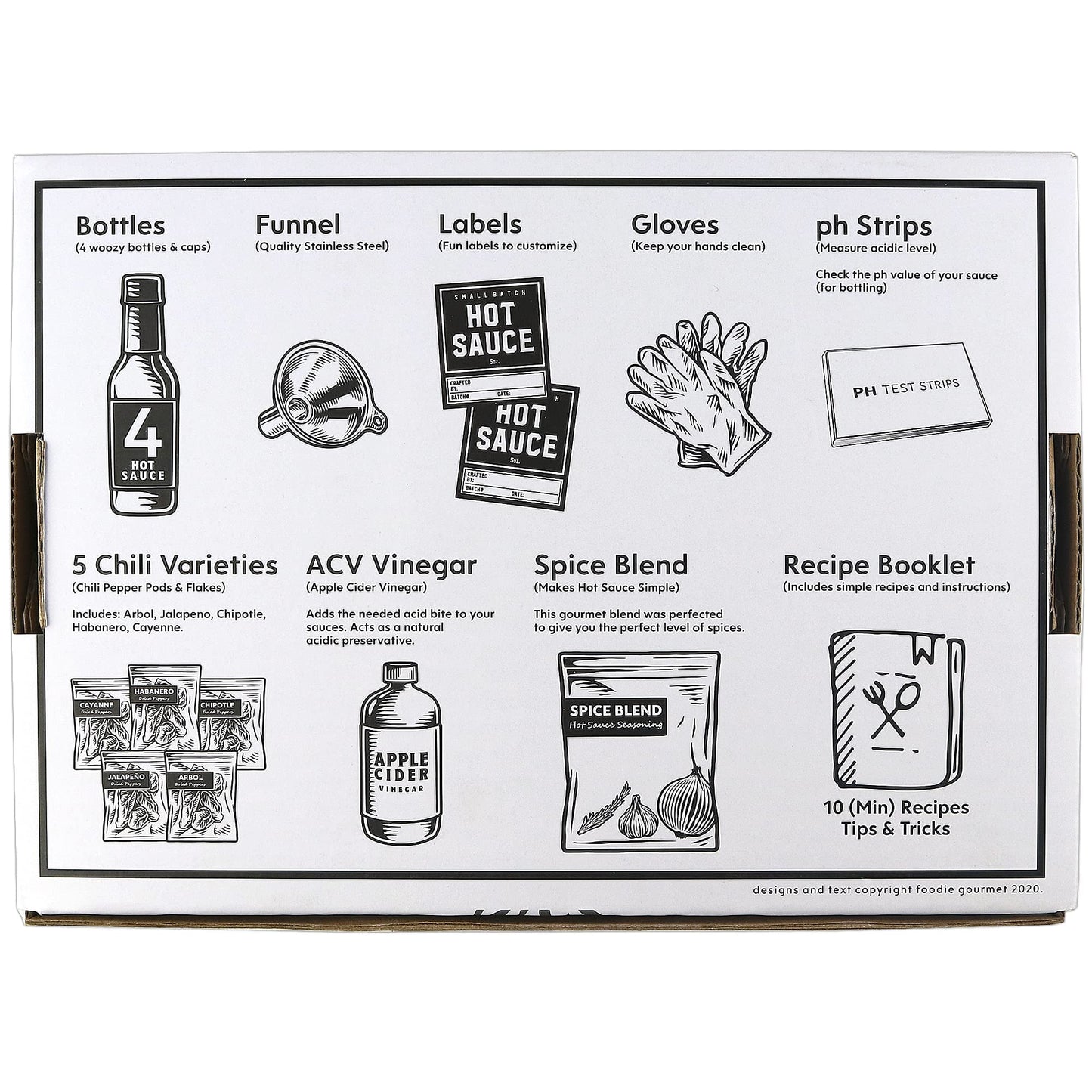 enhanced Hot Sauce Making Kit  5 Varieties of Peppers  Jalapeno Habanero  Gourmet Spice Blend  4 Bottles  Fun Labels  Make your own hot sauce  DIY Gift for Dad (enhanced Kit)