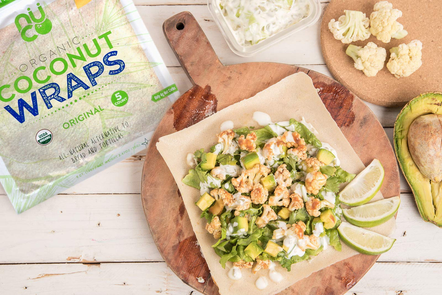 Nuco Certified Organic Paleo Gluten Free Vegan Coconut Wraps, 5 Count (One Pack Of Five Wraps)