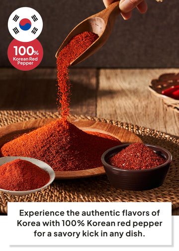Korean Food 100% Korean Chili Powder Bundle - Fine (3.53Oz / 100G) & Coarse (3.53Oz / 100G) Red Pepper Powder For Soups, Stir-Fr