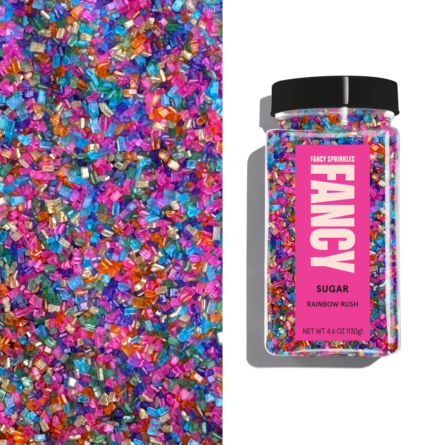 Fancy Sprinkles Rainbow Rush Fancy Sugar Multi Colored Crystals Rainbow Sugar Crystals (4 OZ)