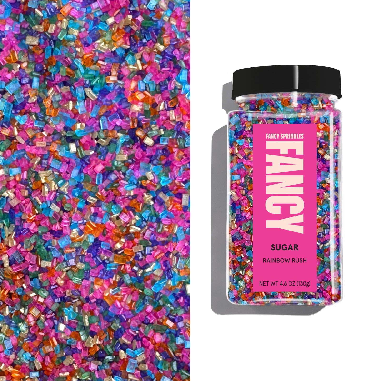 Fancy Sprinkles Rainbow Rush Fancy Sugar Multi Colored Crystals Rainbow Sugar Crystals (4 OZ)