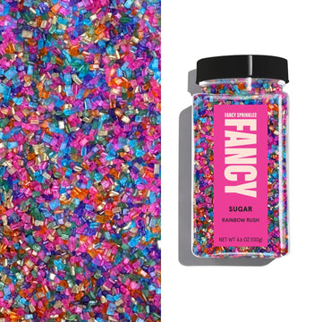 Fancy Sprinkles Rainbow Rush Fancy Sugar Multi Colored Crystals Rainbow Sugar Crystals (4 OZ)