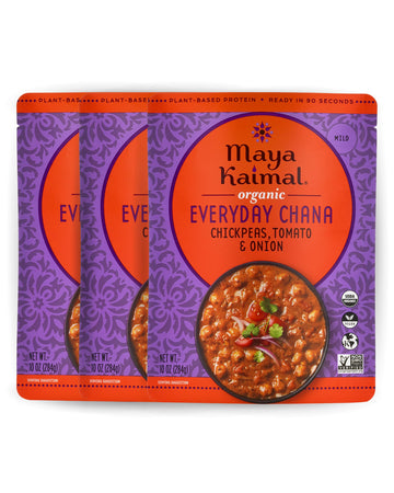 Maya Kaimal Organic Indian Everyday Chana - Fully Cooked - Vegan - Microwavable - Ready to Eat Meals (10 Ounce (Pack of 3), Chic