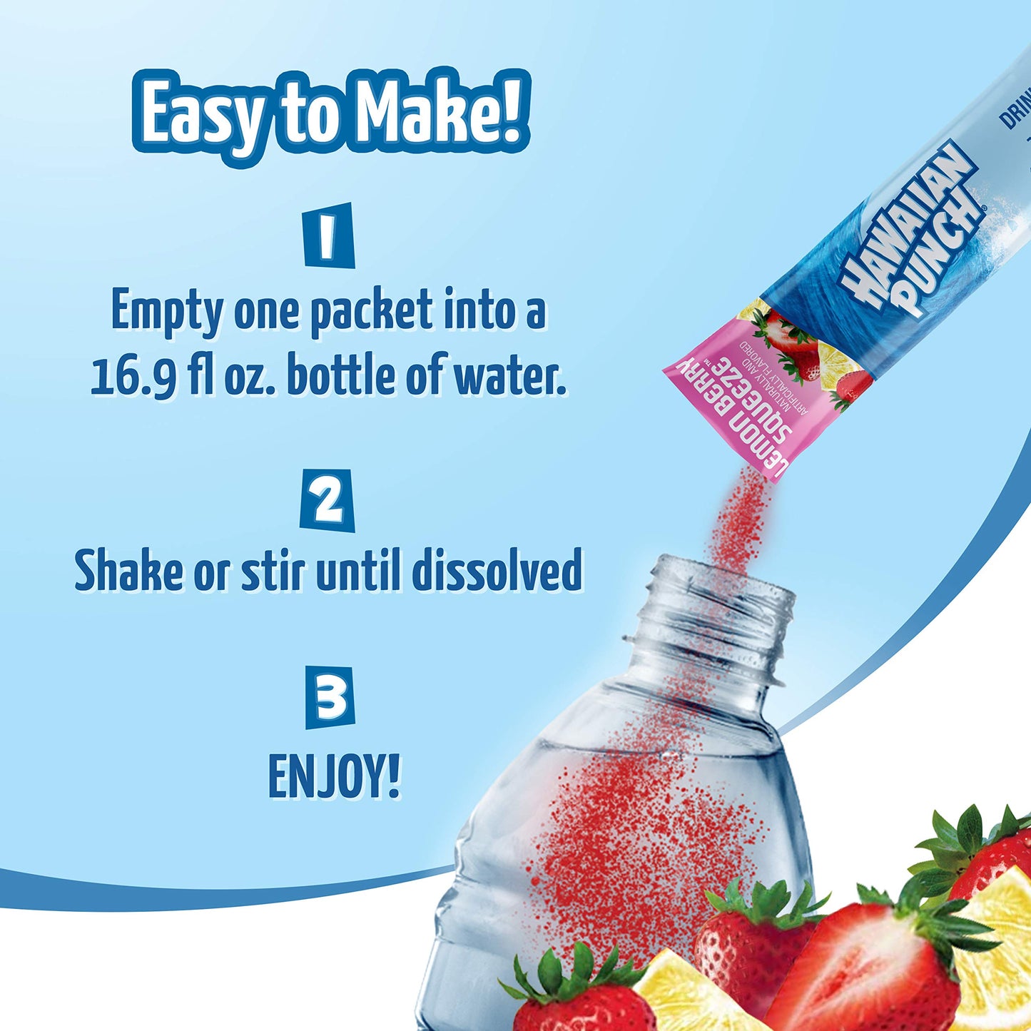 Juicy Mixes Hawaiian Punch Sugar Free Drink Mix ·96 Count, Excellent Source of Vitamin C, Lemon Berry Squeeze Flavor