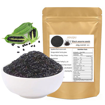 JIDUQIU Black Sesame Seeds 250g/8.81OZ Sesame Seeds for Cooking and Food Flavoring Bulk - Perfect for Chefs Restaurants & Culina