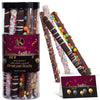 KREMERY Creamy Chocolate Cravings - Birthday Treats, Chocolate Covered Pretzel Rods Gift Basket, in Clear Tube + Greeting Card (