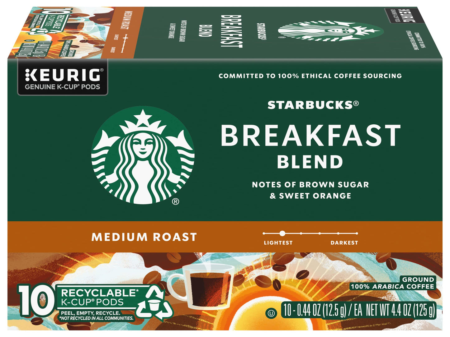 Starbucks K-Cup Pods Veranda Blend Coffee Blonde Roast 100% Arabica 10 Count (Pack of 6)