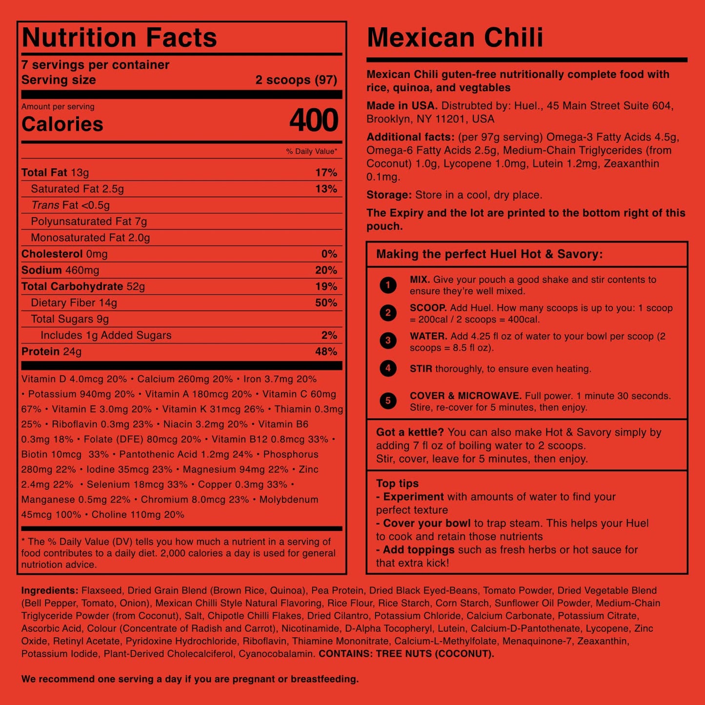 Huel Hot and Savory Instant Meal Replacement - Mexican Chili - 14 Scoops Packed with 100% Nutritionally Complete Food, Including