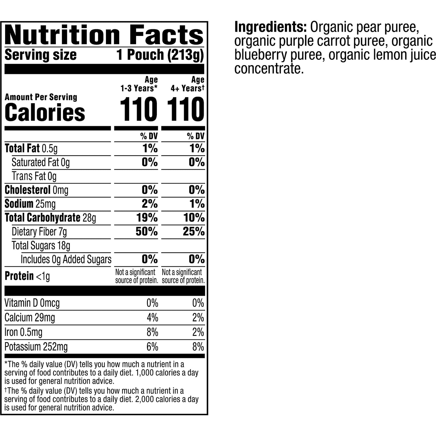 Plum Organics Tots & Beyond Pear Purple Carrot & Blueberry Fruit & Veggie Blend, Kosher, Usda Certified Organic, Non-Gmo, 7.5 Ou