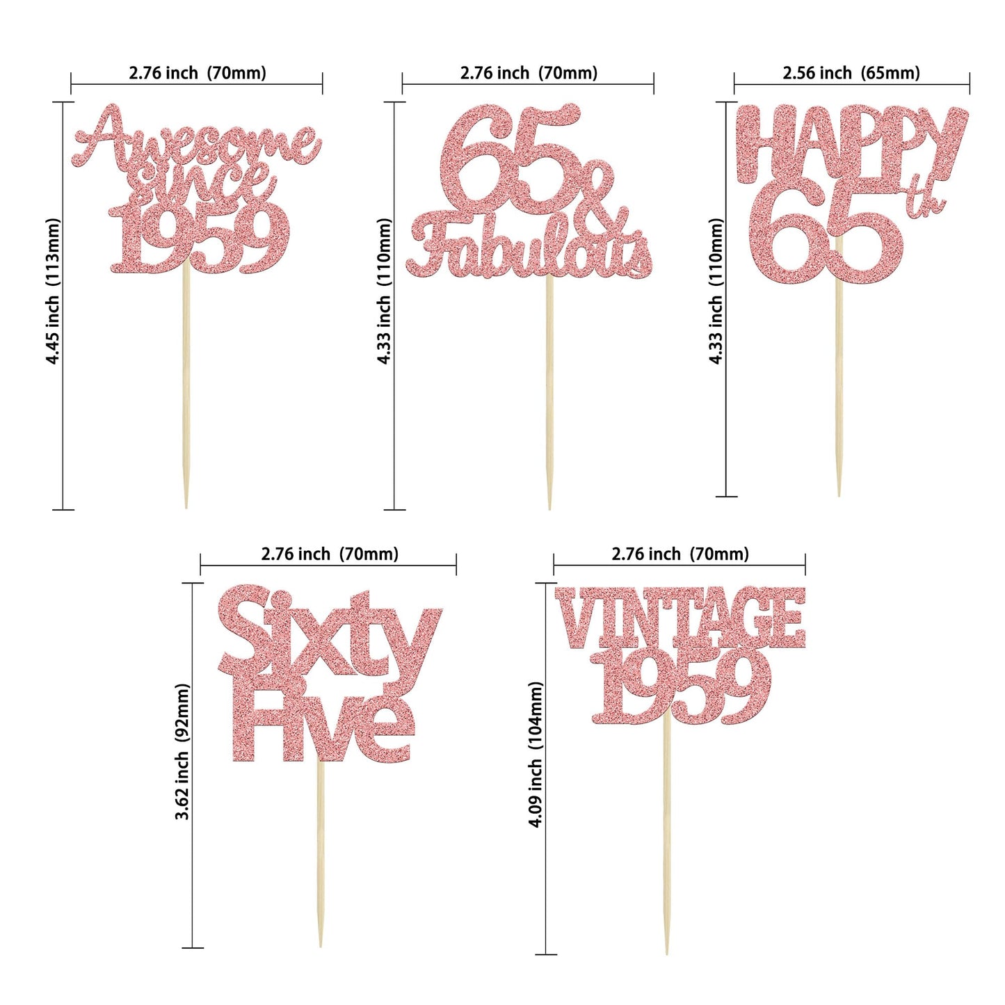 Gyufise 30Pcs Rose Gold Vintage 1958 Cupcake Toppers 65Th Birthday Cupcake Toppers Awesome Since 1958 Hello 65 Cake Topper Sixty