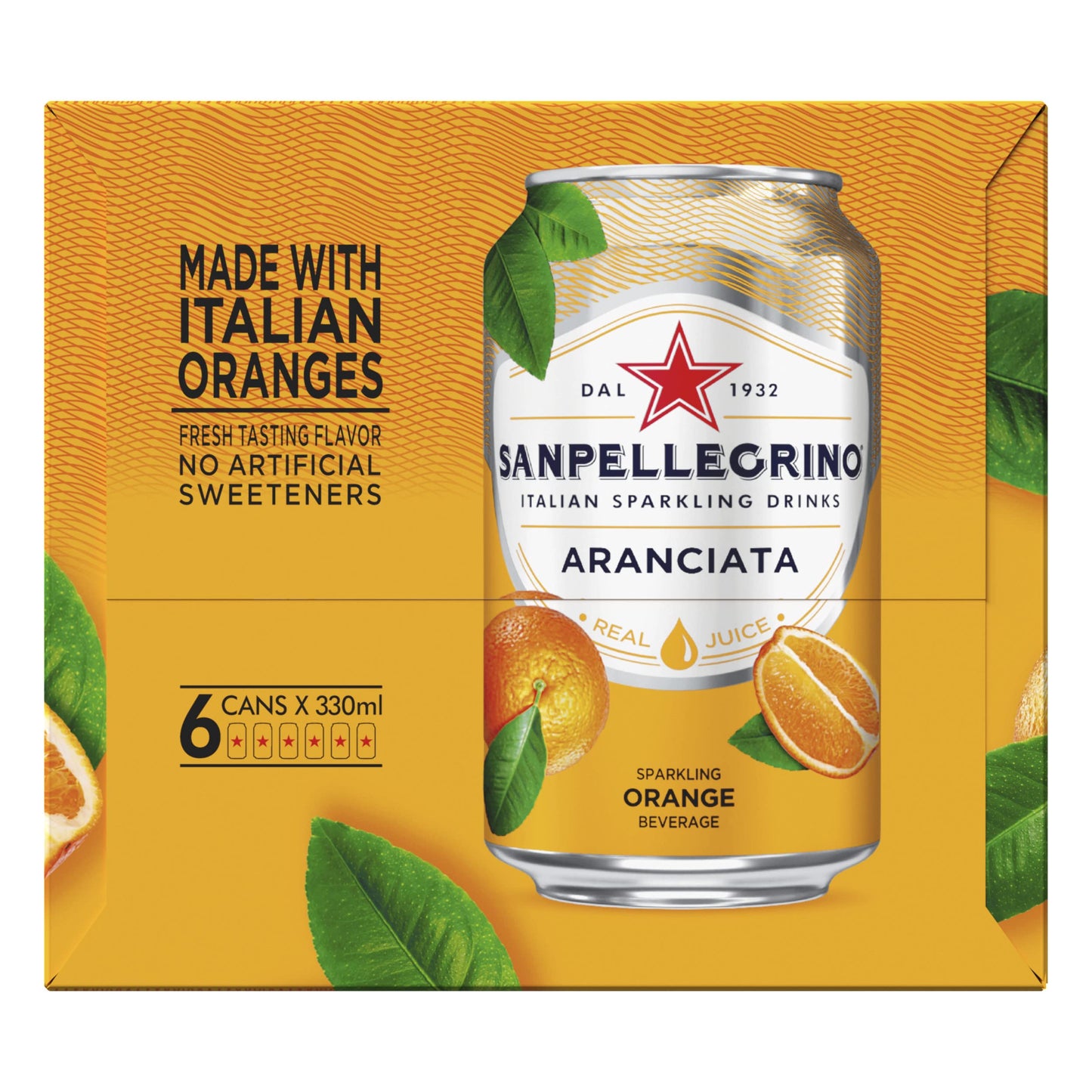 Sanpellegrino, Orange Italian Sparkling Drinks, 11.15 Fl Oz Cans, 6 Pack