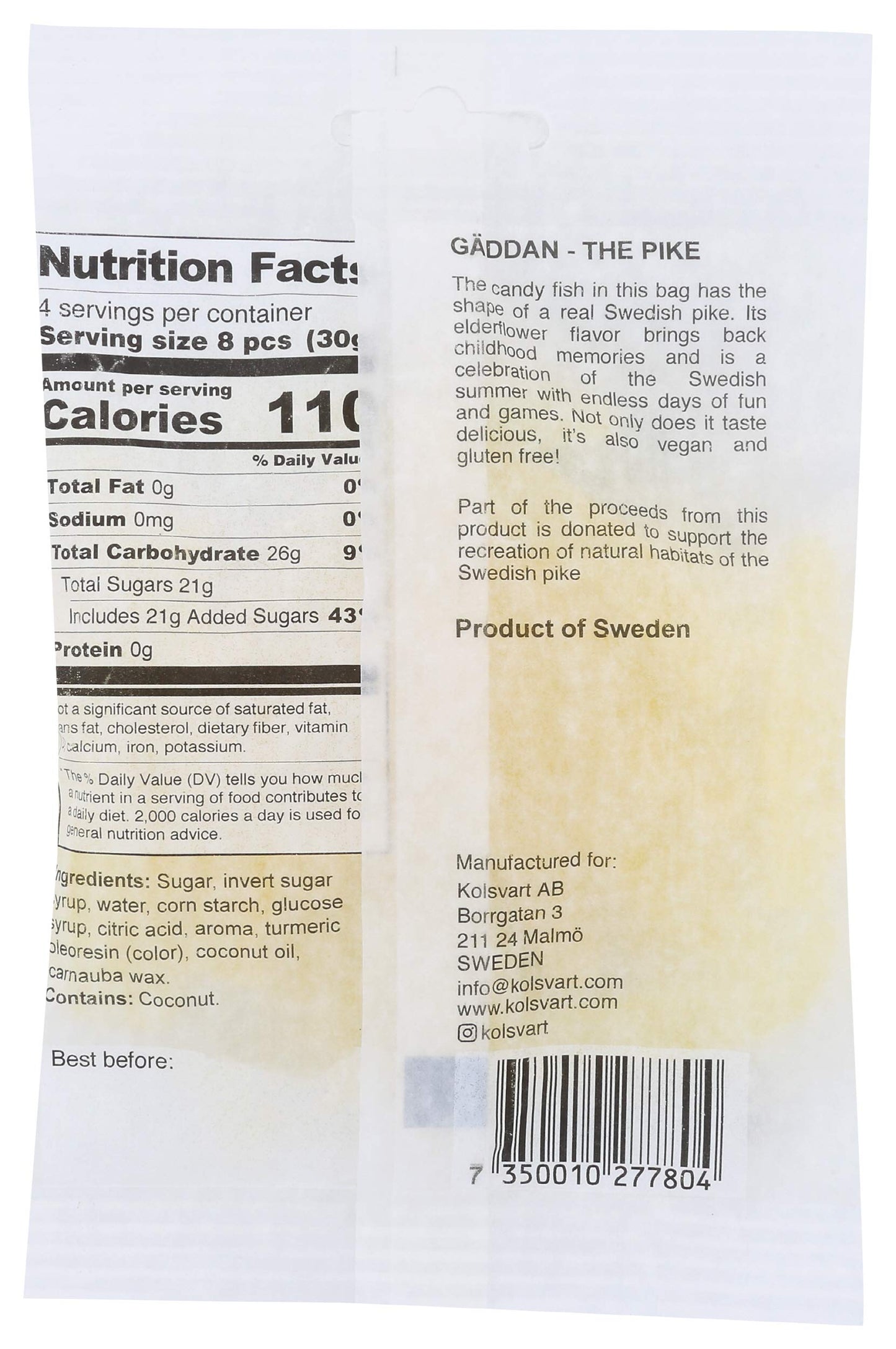 Kolsvart Gaddan Elderflower Candy, 4.2 Oz