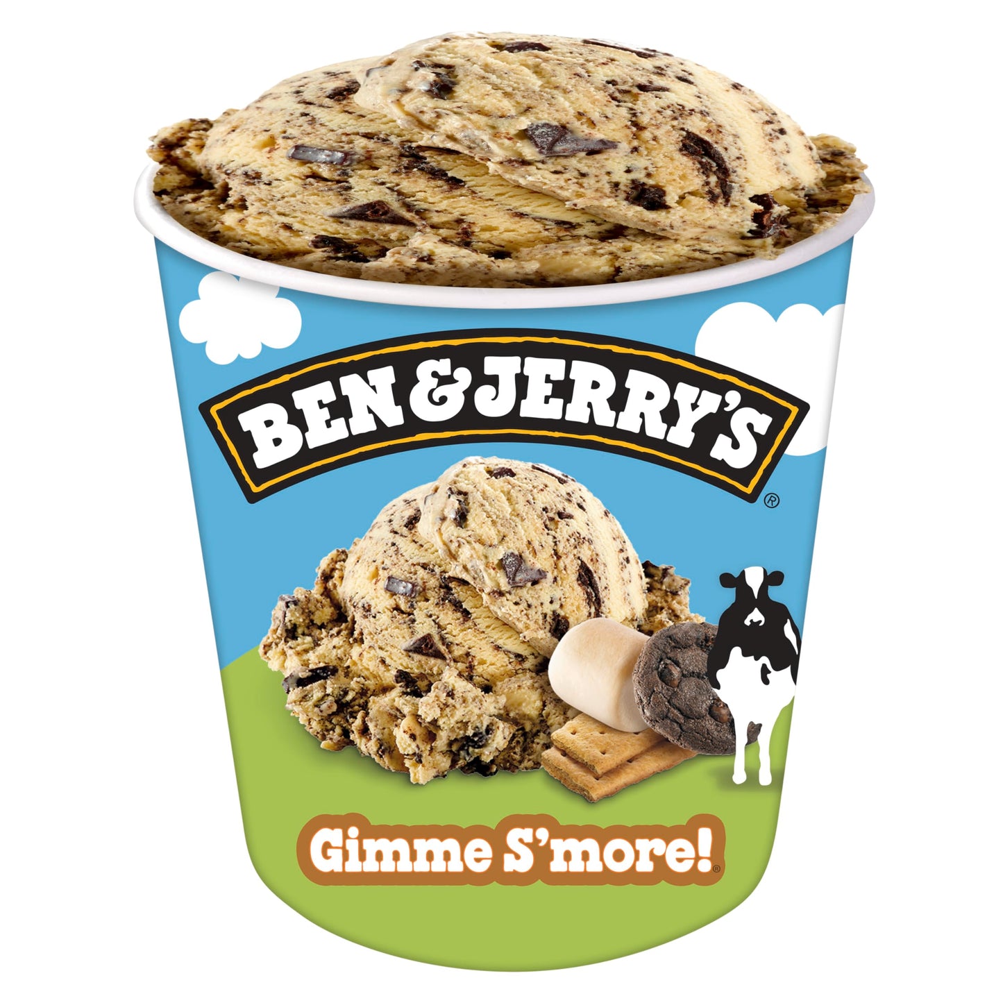 Ben & Jerrys Gimme Smore Toasted Marshmallow Ice Cream Pint Non-GMO 16 oz