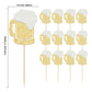 Gyufise Cheers malt-inspired Mug Cupcake Toppers, 24Pcs Gold Glitter Decorations for Birthday Party Supplies