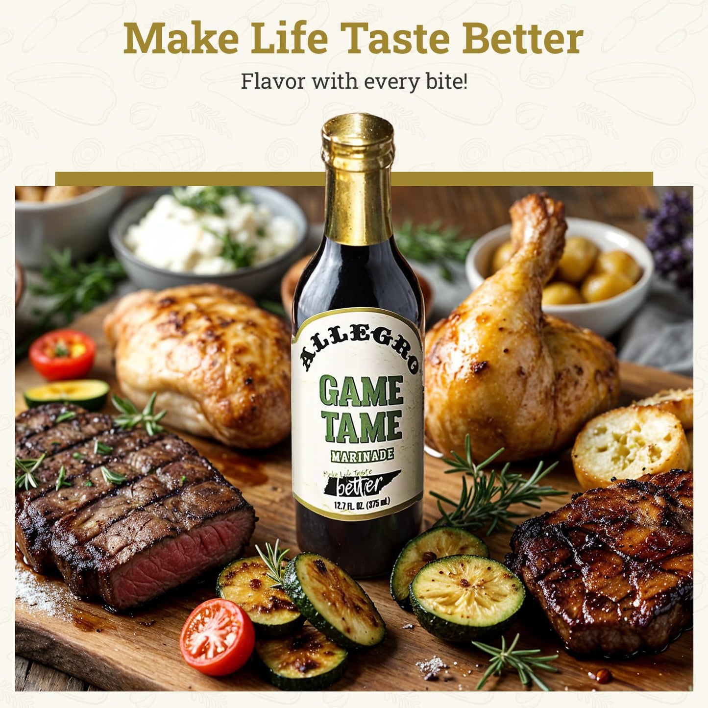 ALLEGRO - The Marinate Everything Marinades - Game Tame 12.7 oz, Pack of 4