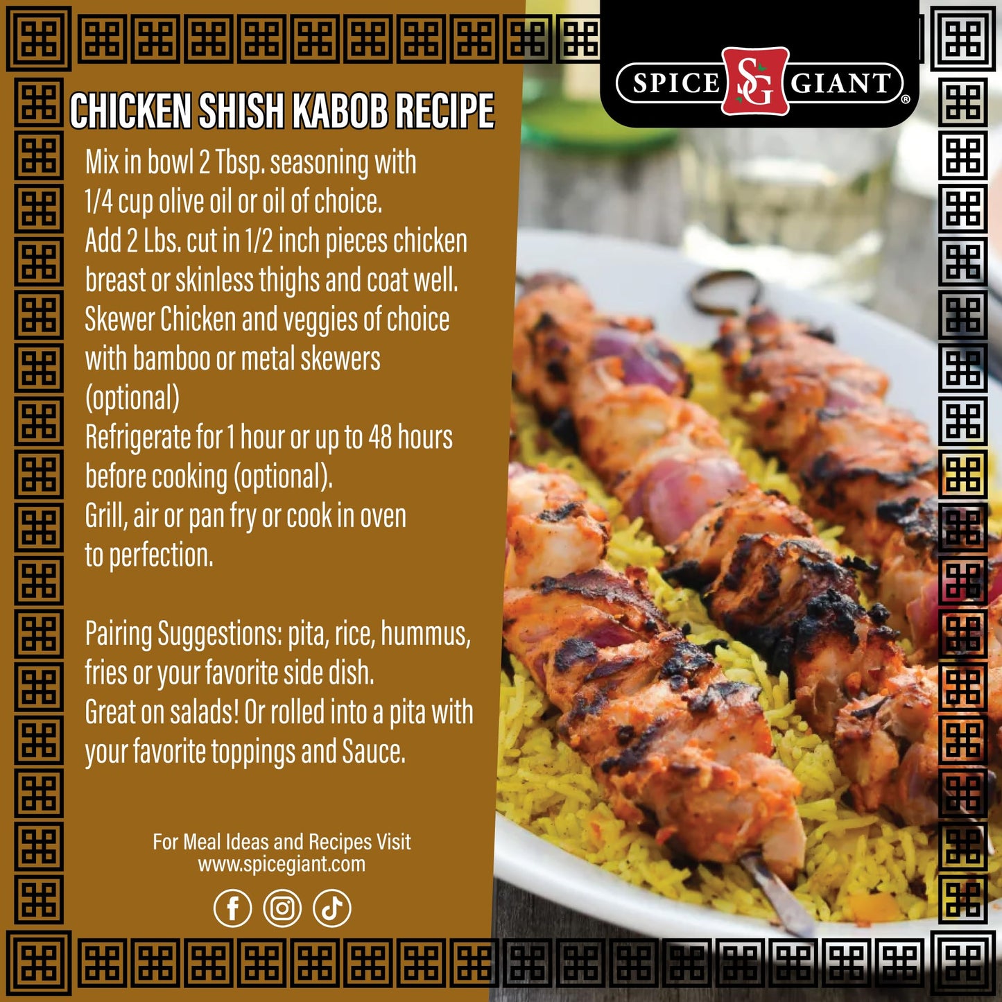 Chicken Shish Kabob Seasoning 5 Oz | Chicken Shish Kabob Spice Blend | All Purpose, All Natural, Authentic Mediterranean Blend,