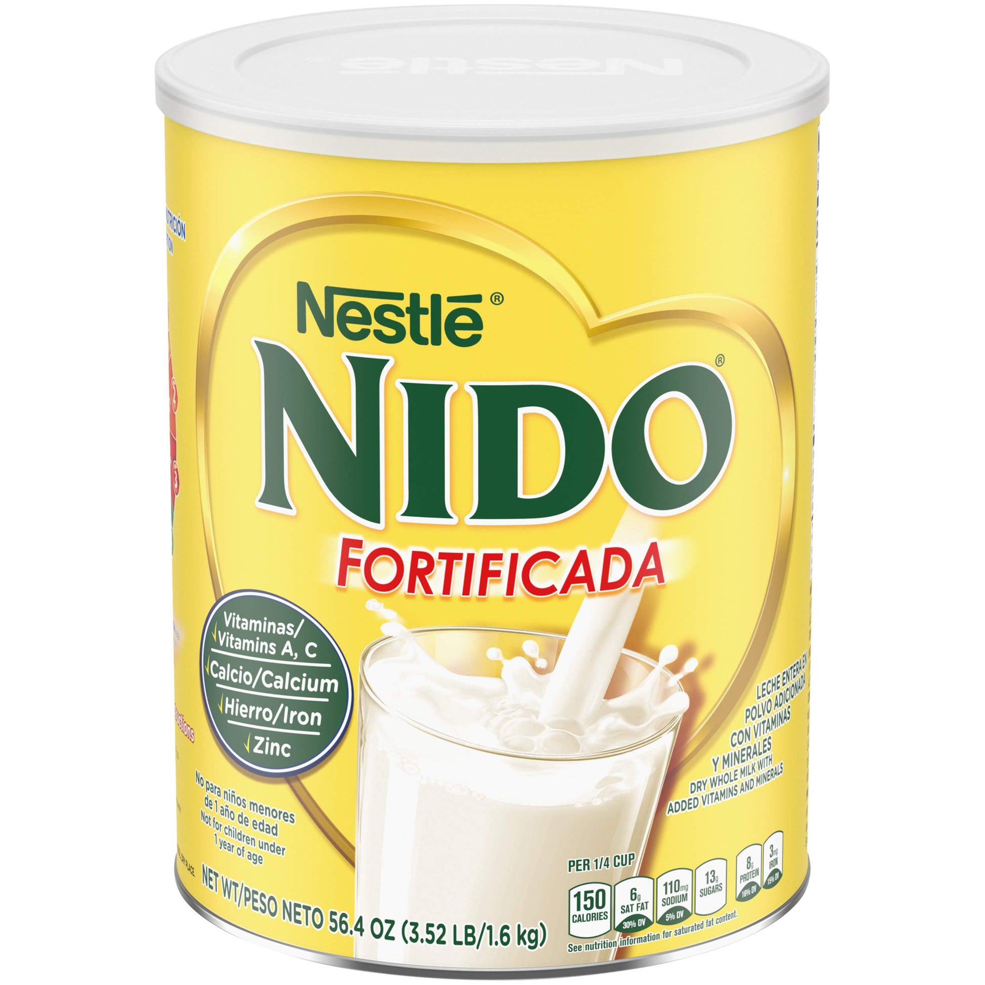 Nestle Nido Fortificada Whole Milk Powder 56.4 Oz. Canister Powdered Milk Mix