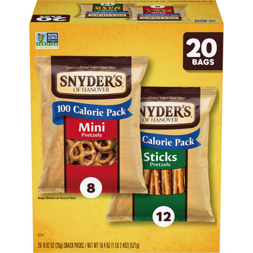 Snyders of Hanover Pretzels, Minis and Sticks 100 Calorie Packs, 20 Ct Variety Pack