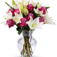 Benchmark Bouquets - Oriental Lilies & Lavender Roses (Glass Vase Included) - Fresh Flowers for Delivery - Gift for Graduation, 