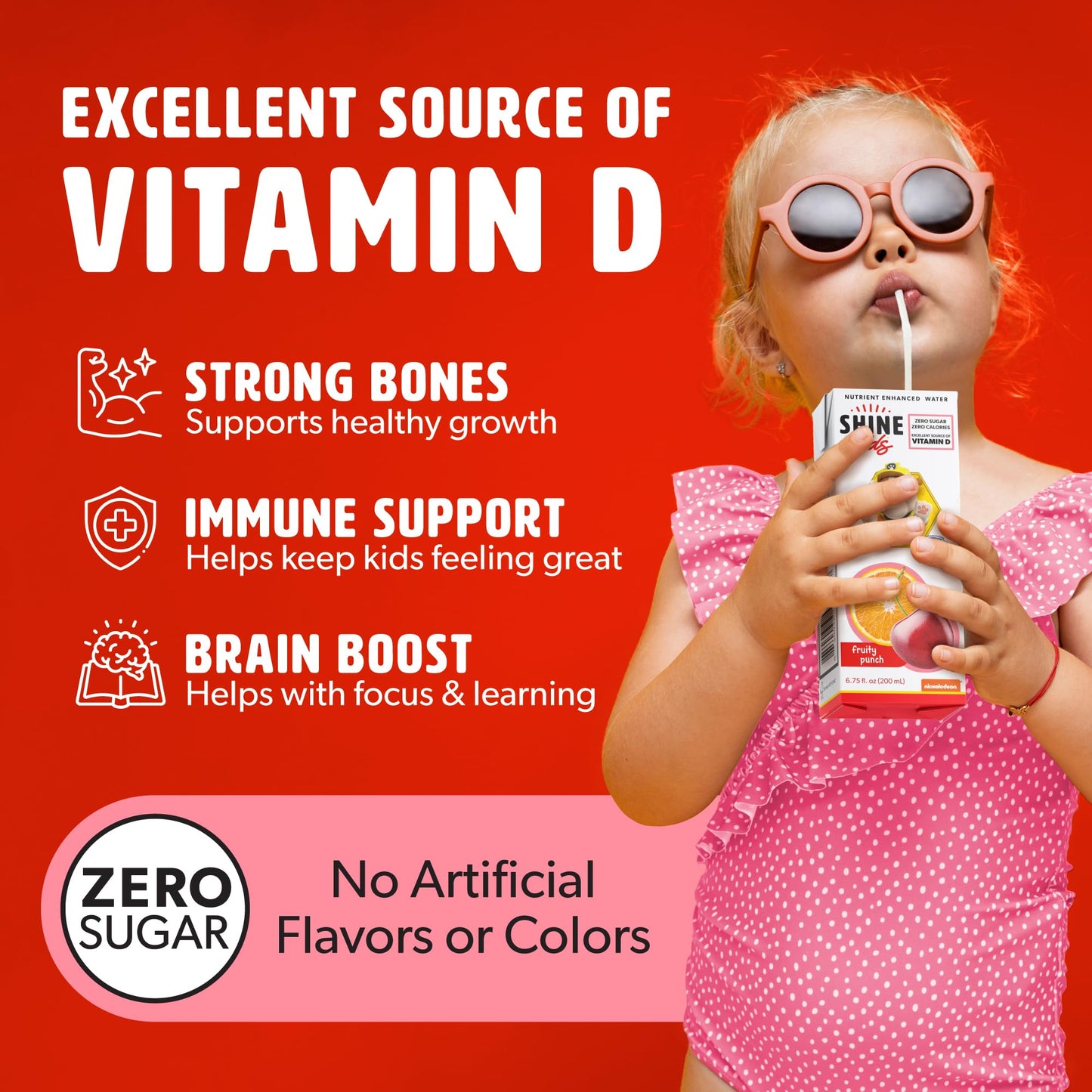Shinekids X Paw Patrol Vitamin D Juice Box Healthy Drinks For Kids, Fruity Punch, 32 Pack, Sugar Free Kids Juice Boxes, 0 Calori